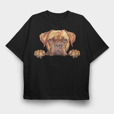 Watercolor Bordeaux Dog, Tricou Oversize Barbati (Unisex)