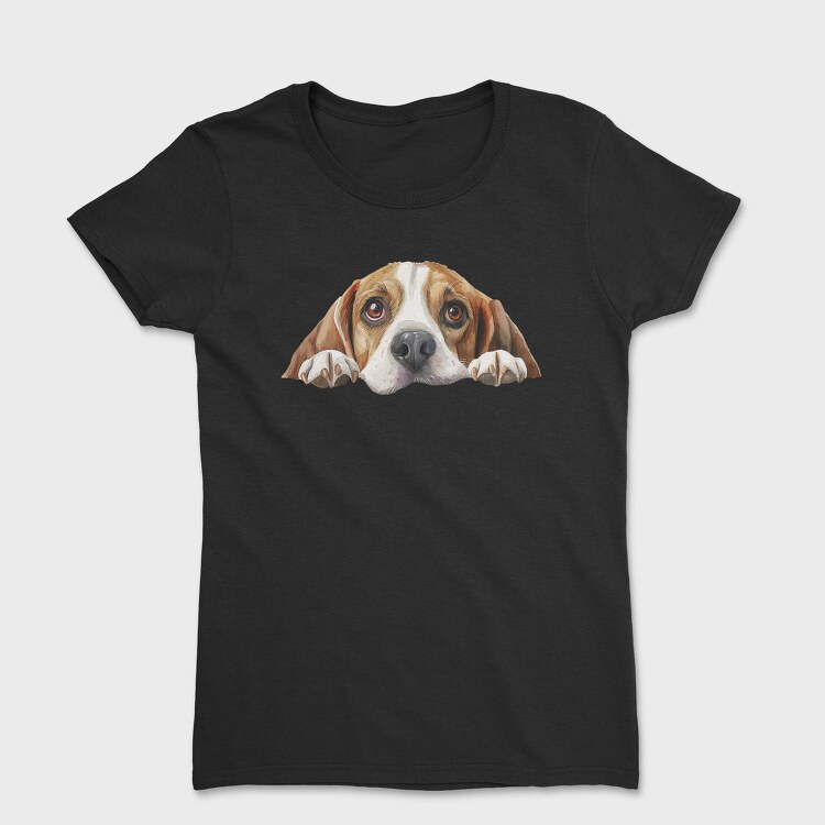 Watercolor Beagle Peeking, Tricou Femei