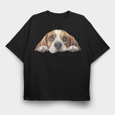 Watercolor Beagle Peeking, Tricou Oversize Barbati (Unisex)