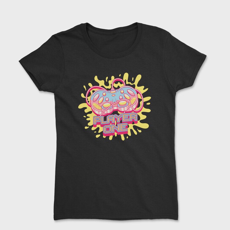 Pink Joystick Videogames Player One, Tricou Femei