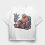 Chill Sloth Playing Video Games, Tricou Oversize Barbati (Unisex)