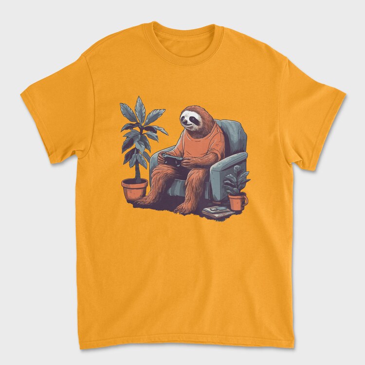 Chill Sloth Playing Video Games, Tricou Barbati (Unisex)