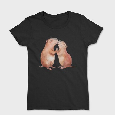 Watercolor Capybara Love, Tricou Femei
