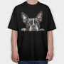 Watercolor Boston Terrier, Tricou Oversize Barbati (Unisex)