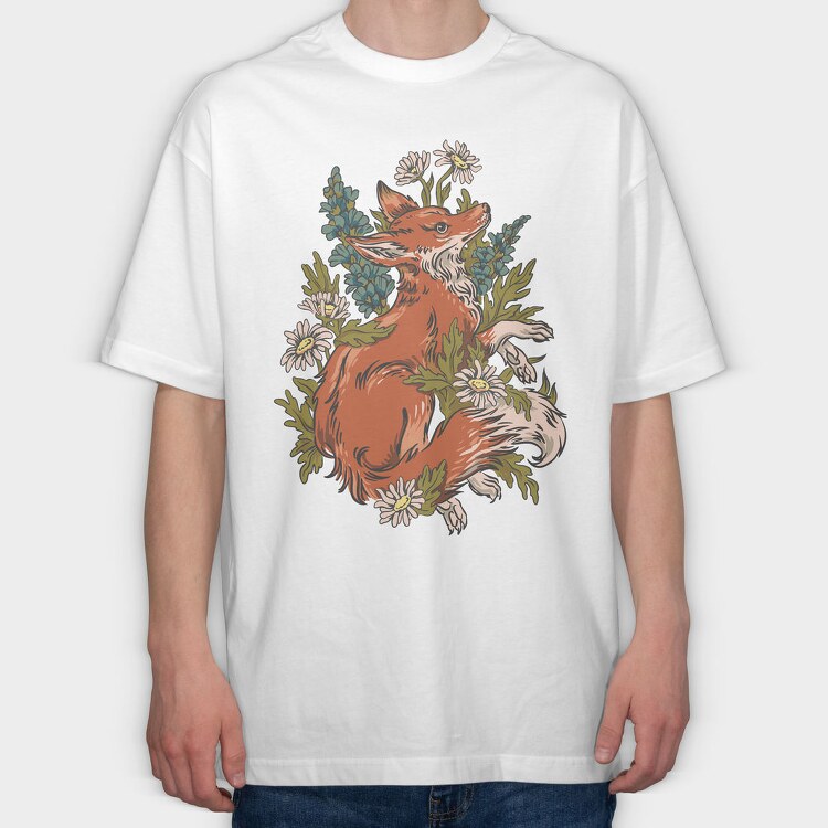 Chamomiles Fox, Tricou Oversize Barbati (Unisex)