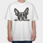 Watercolor Boston Terrier, Tricou Oversize Barbati (Unisex)