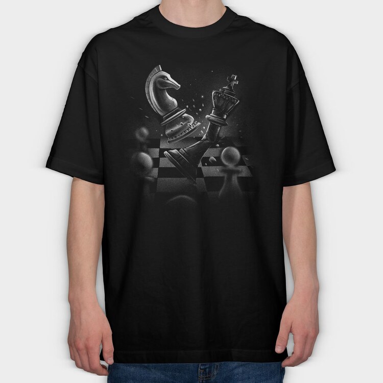 Chess Dramatic Monochrome, Tricou Oversize Barbati (Unisex)