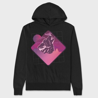 Vaporwave Wolf, Hanorac Oversize Barbati (Unisex)