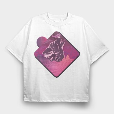Vaporwave Wolf, Tricou Oversize Barbati (Unisex)