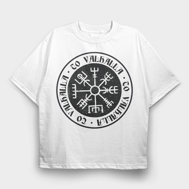 Vegvisir Compass To Valhalla, Tricou Oversize Barbati (Unisex)