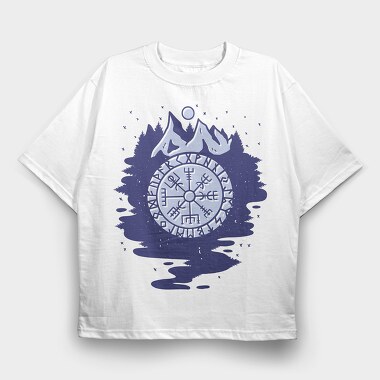 Viking Compass Symbol Mountain, Tricou Oversize Barbati (Unisex)