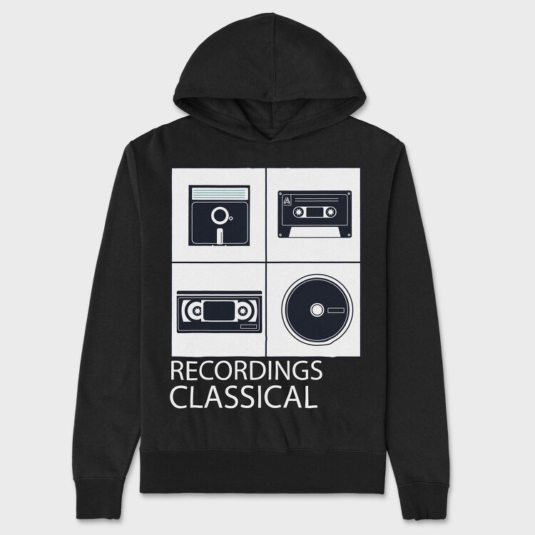 Vintage Audio Cassette Classical, Hanorac Oversize Barbati (Unisex)
