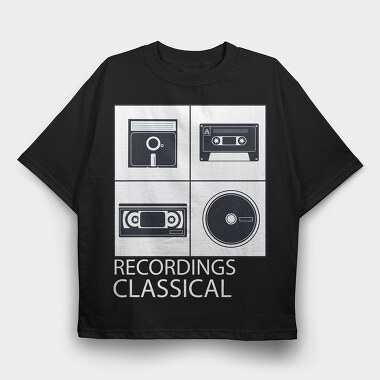 Vintage Audio Cassette Classical, Tricou Oversize Barbati (Unisex)