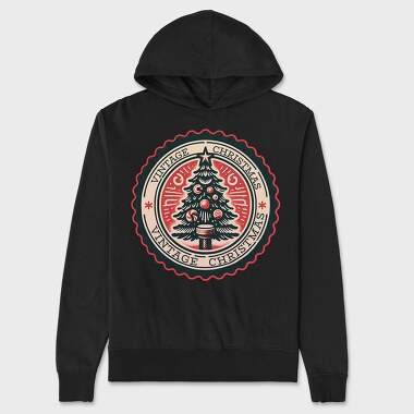 Vintage Christmas Tree Emblem, Hanorac Oversize Barbati (Unisex)