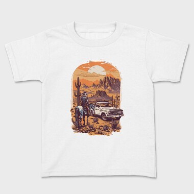 Vintage Cowboy And Truck, Tricou Copii