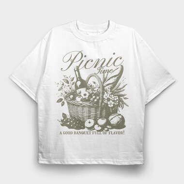 Vintage Picnic Basket, Tricou Oversize Barbati (Unisex)