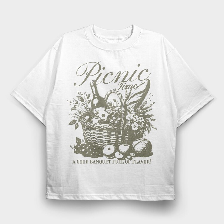 Vintage Picnic Basket, Tricou Oversize Barbati (Unisex)