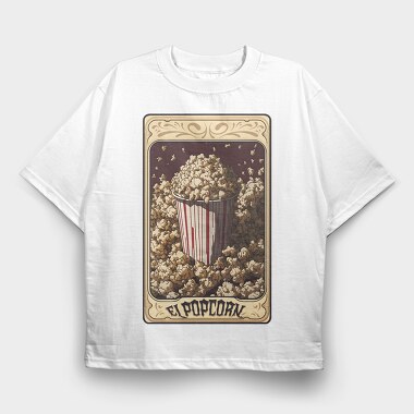 Vintage Popcorn Tarot, Tricou Oversize Barbati (Unisex)