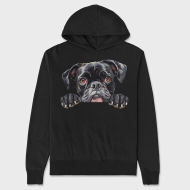 Watercolor Boxer Peeking, Hanorac Oversize Barbati (Unisex)