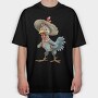 Watercolor Chicken Hat, Tricou Oversize Barbati (Unisex)
