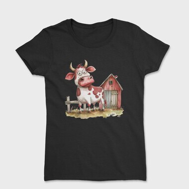 Watercolor Cow Hut, Tricou Femei