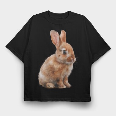 Watercolor Bunny Beige, Tricou Oversize Barbati (Unisex)