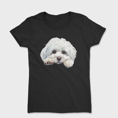 Watercolor Bichon Peeking, Tricou Femei