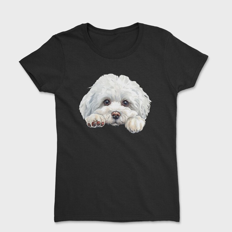 Watercolor Bichon Peeking, Tricou Femei