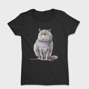 Watercolor Cat British Shorthair, Tricou Femei