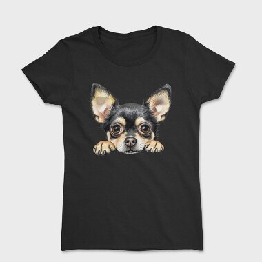 Watercolor Chihuahua Peek, Tricou Femei