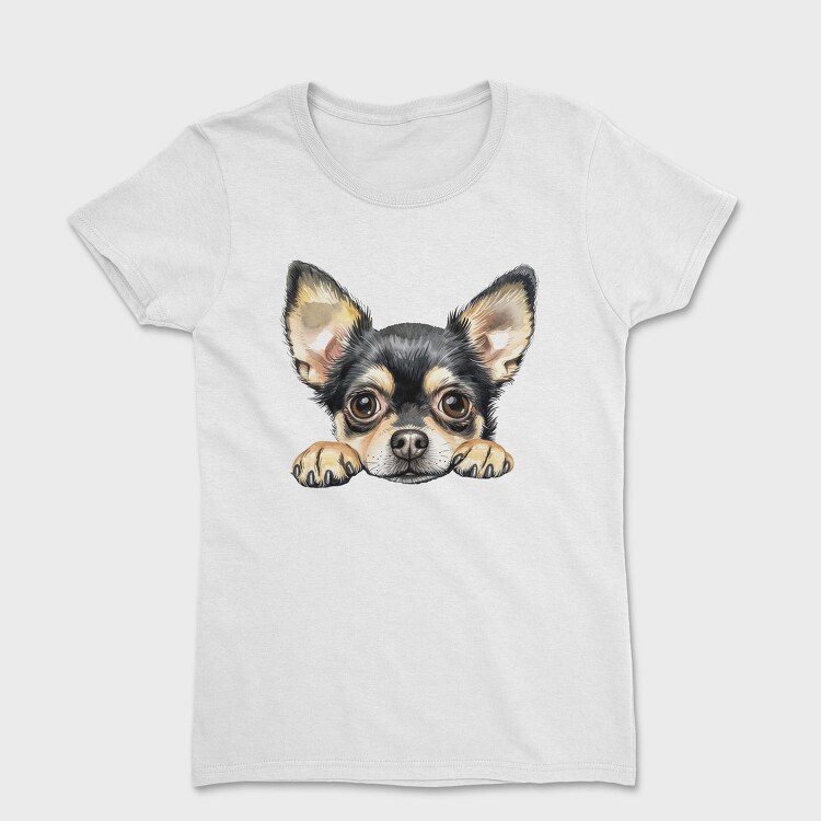 Watercolor Chihuahua Peek, Tricou Femei