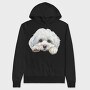 Watercolor Bichon Peeking, Hanorac Oversize Barbati (Unisex)