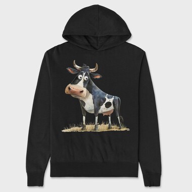 Watercolor Cow Meadow, Hanorac Oversize Barbati (Unisex)