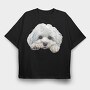 Watercolor Bichon Peeking, Tricou Oversize Barbati (Unisex)