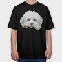 Watercolor Bichon Peeking, Tricou Oversize Barbati (Unisex)