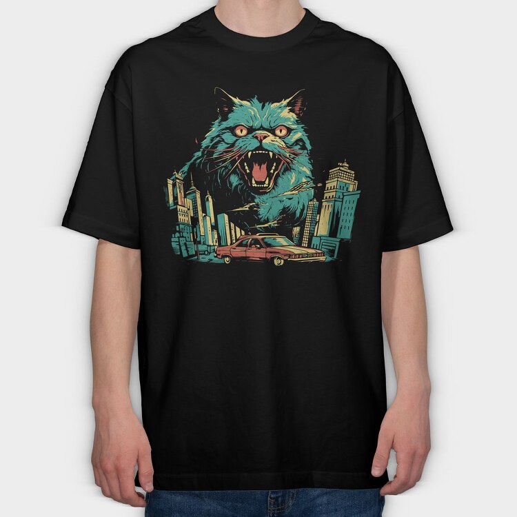 Catzilla 2, Tricou Oversize Barbati (Unisex)