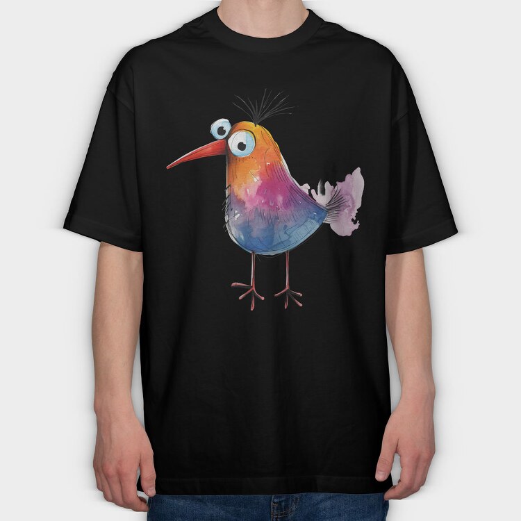 Watercolor Bird Clipart, Tricou Oversize Barbati (Unisex)