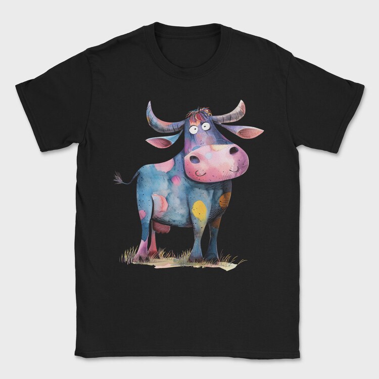 Watercolor Cow Visu, Tricou Barbati (Unisex)