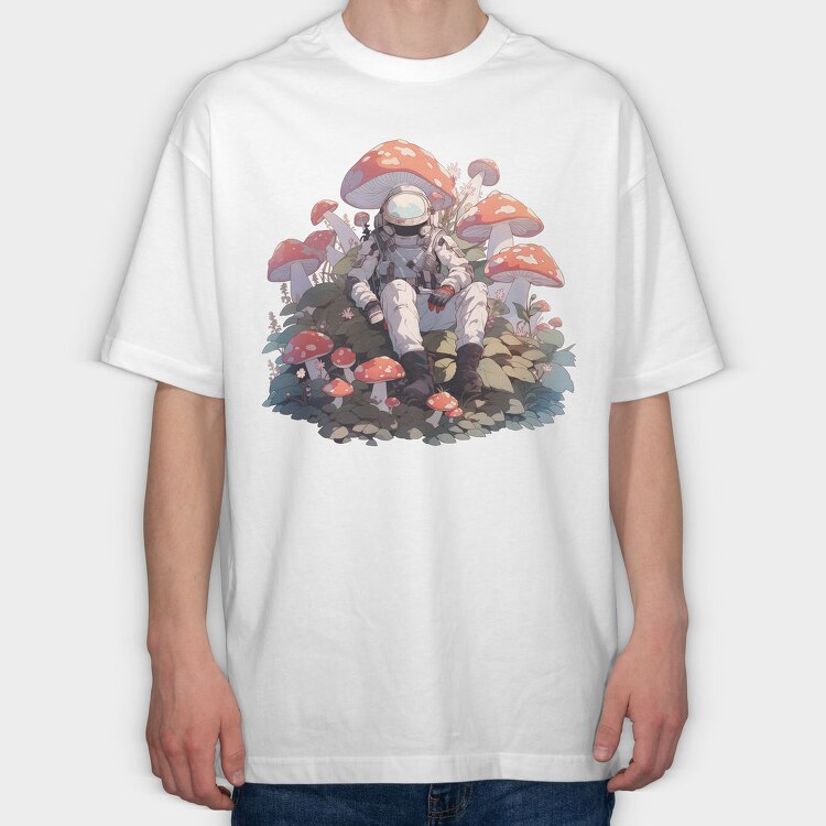 Astronaut On Mushroom Planet, Tricou Oversize Barbati (Unisex)