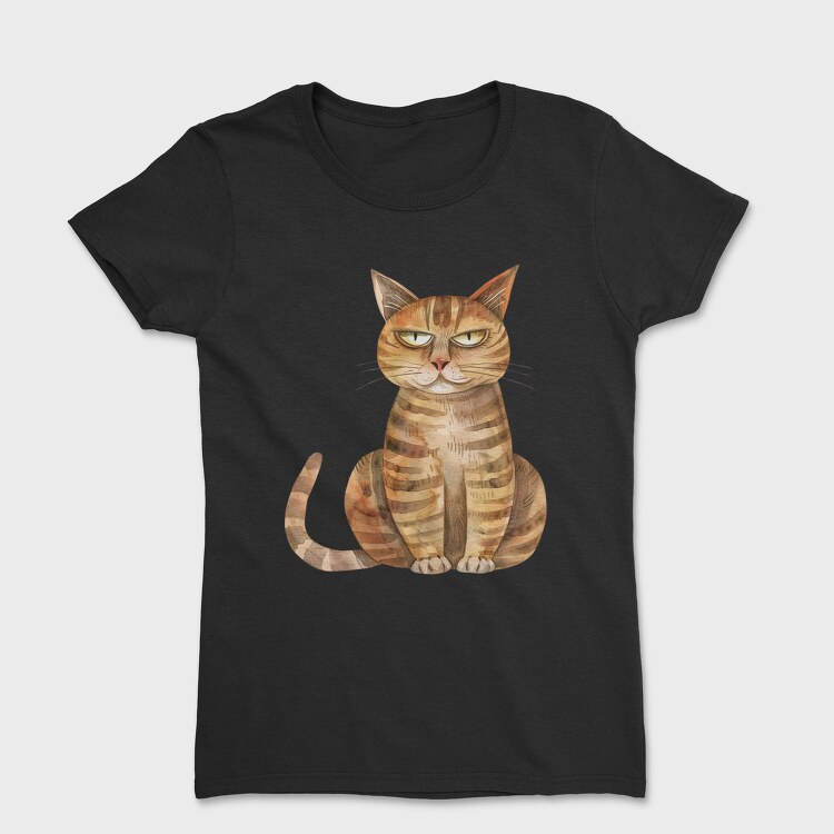 Watercolor Cat Grumpy, Tricou Femei