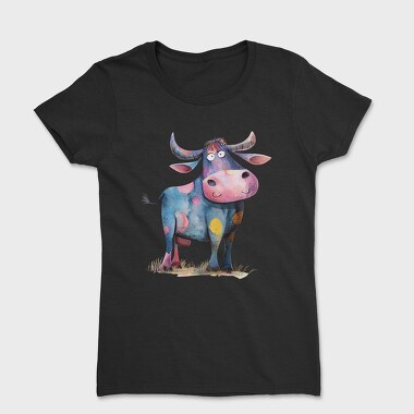 Watercolor Cow Visu, Tricou Femei