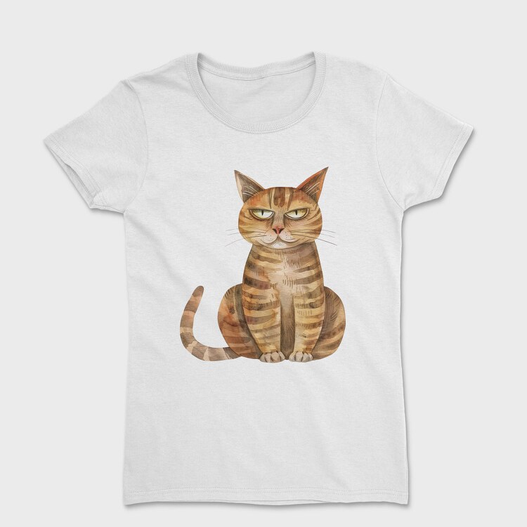 Watercolor Cat Grumpy, Tricou Femei