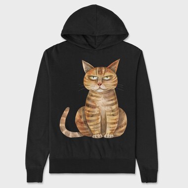 Watercolor Cat Grumpy, Hanorac Oversize Barbati (Unisex)