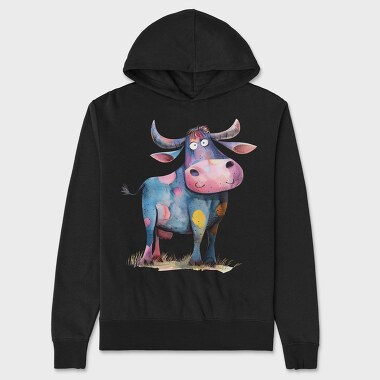 Watercolor Cow Visu, Hanorac Oversize Barbati (Unisex)