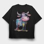Watercolor Cow Visu, Tricou Oversize Barbati (Unisex)