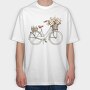 Vintage Floral Bicycle, Tricou Oversize Barbati (Unisex)