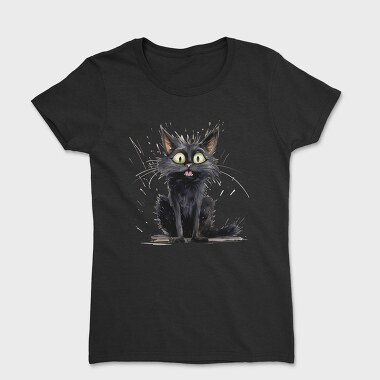 Watercolor Black Cat, Tricou Femei
