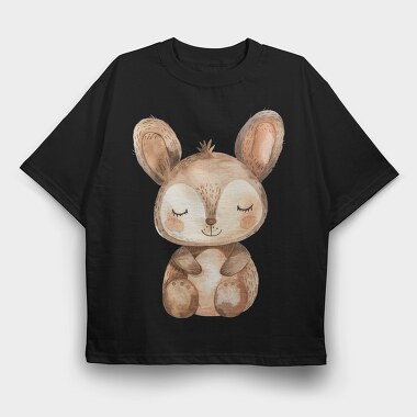Watercolor Bunny Sleepy, Tricou Oversize Barbati (Unisex)