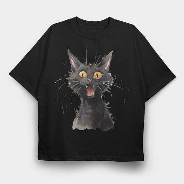 Watercolor Cat Mood, Tricou Oversize Barbati (Unisex)