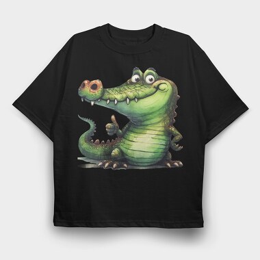 Watercolor Crocodile Smile, Tricou Oversize Barbati (Unisex)